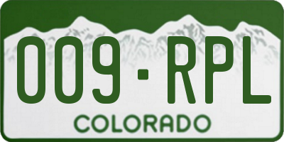 CO license plate 009RPL