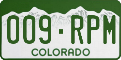 CO license plate 009RPM