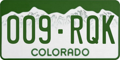 CO license plate 009RQK