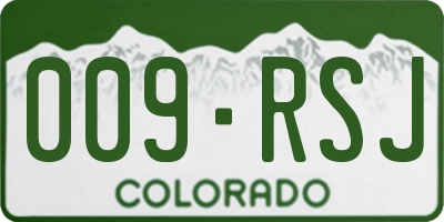 CO license plate 009RSJ