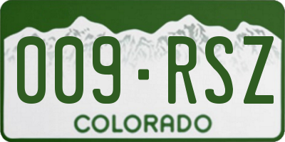 CO license plate 009RSZ