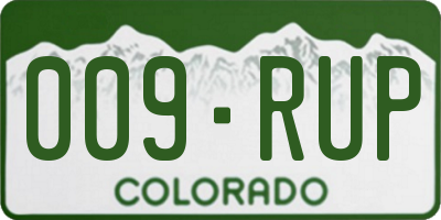 CO license plate 009RUP