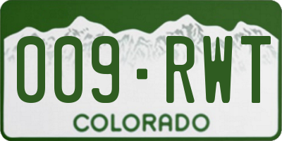 CO license plate 009RWT