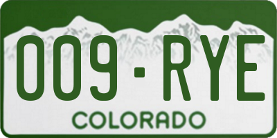 CO license plate 009RYE