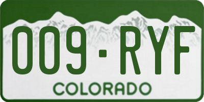 CO license plate 009RYF