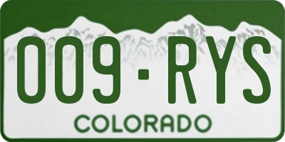 CO license plate 009RYS