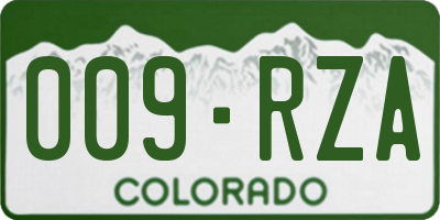 CO license plate 009RZA