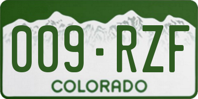 CO license plate 009RZF