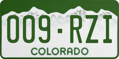 CO license plate 009RZI
