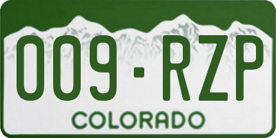 CO license plate 009RZP