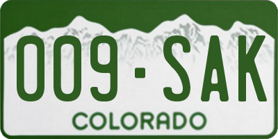CO license plate 009SAK