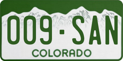 CO license plate 009SAN