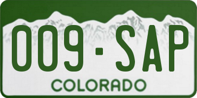 CO license plate 009SAP