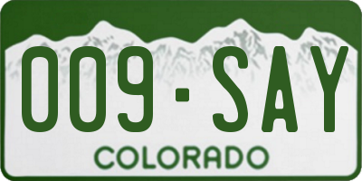 CO license plate 009SAY