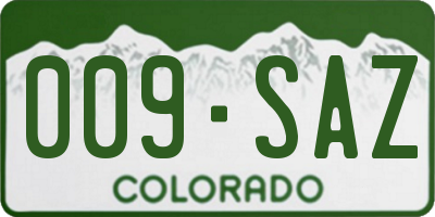 CO license plate 009SAZ