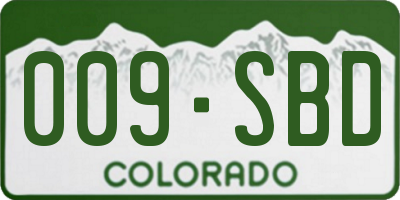 CO license plate 009SBD