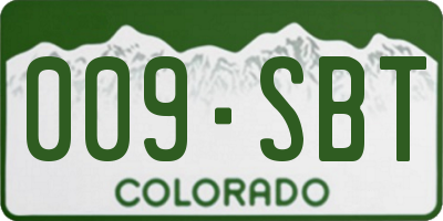CO license plate 009SBT