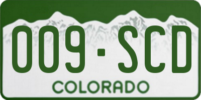 CO license plate 009SCD