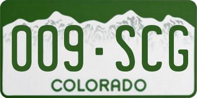 CO license plate 009SCG