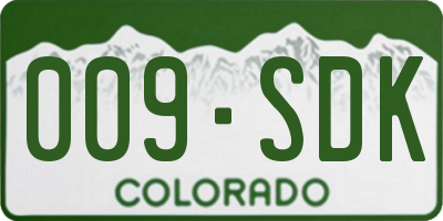 CO license plate 009SDK