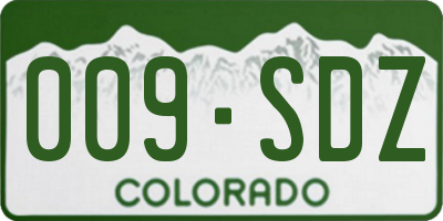 CO license plate 009SDZ