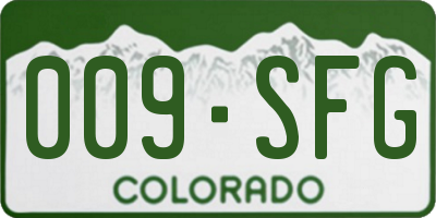 CO license plate 009SFG