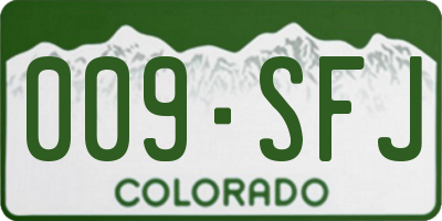 CO license plate 009SFJ
