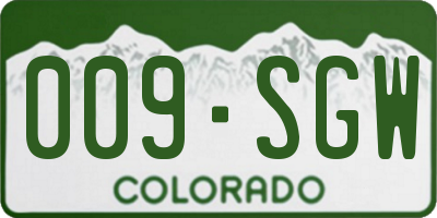 CO license plate 009SGW