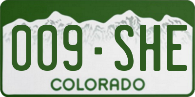 CO license plate 009SHE