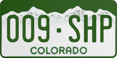 CO license plate 009SHP