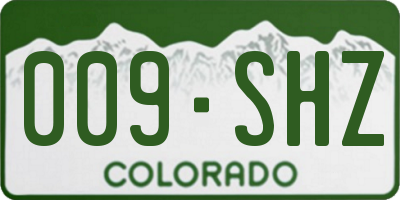 CO license plate 009SHZ