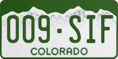 CO license plate 009SIF