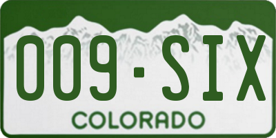 CO license plate 009SIX