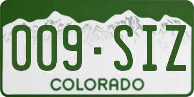 CO license plate 009SIZ