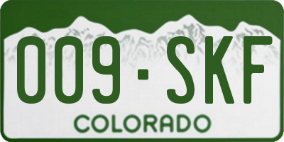 CO license plate 009SKF
