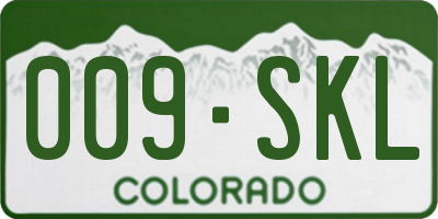 CO license plate 009SKL