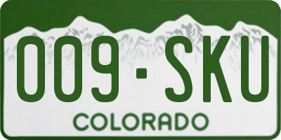 CO license plate 009SKU