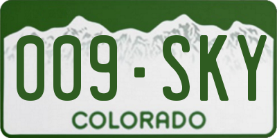 CO license plate 009SKY