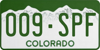 CO license plate 009SPF