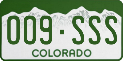 CO license plate 009SSS