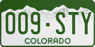 CO license plate 009STY