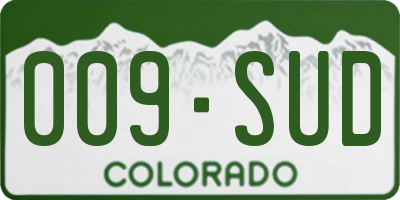 CO license plate 009SUD