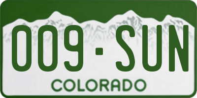 CO license plate 009SUN