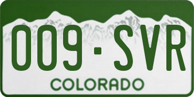 CO license plate 009SVR