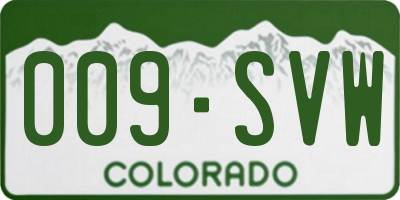 CO license plate 009SVW