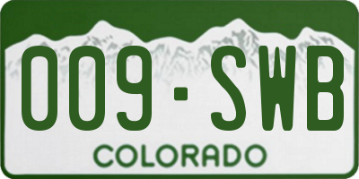CO license plate 009SWB