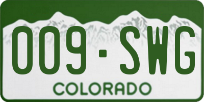 CO license plate 009SWG