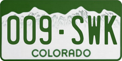 CO license plate 009SWK