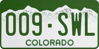 CO license plate 009SWL