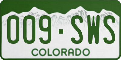 CO license plate 009SWS